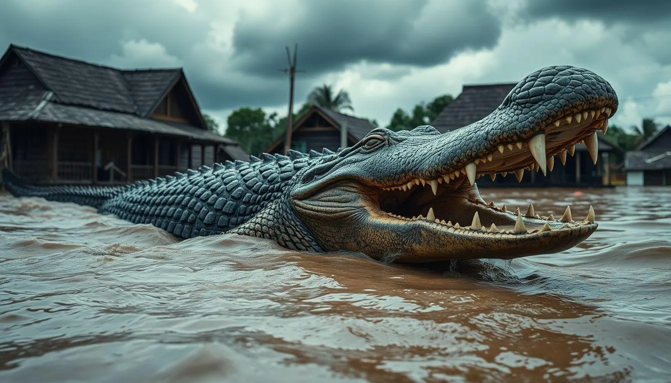 Tafsir Mimpi Buaya Saat Banjir Menurut Primbon Jawa (c) Ilustrasi AI