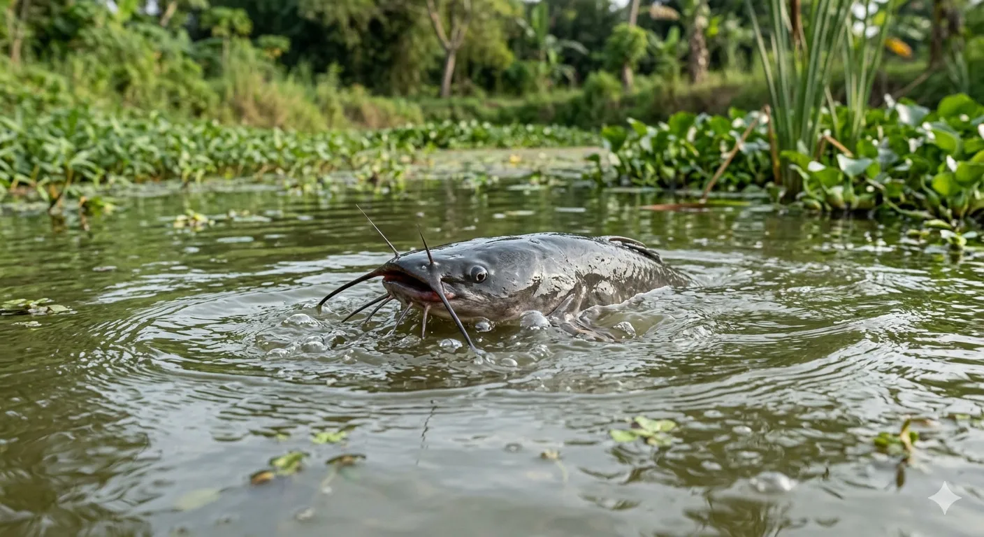 Pengertian dan Makna Dasar Mimpi Ikan Lele di Kamar Mandi (c) Ilustrasi AI