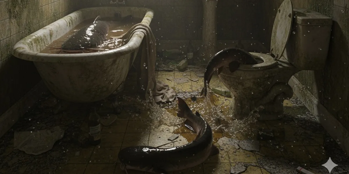 Pengertian dan Makna Dasar Mimpi Ikan Lele di Kamar Mandi (c) Ilustrasi AI