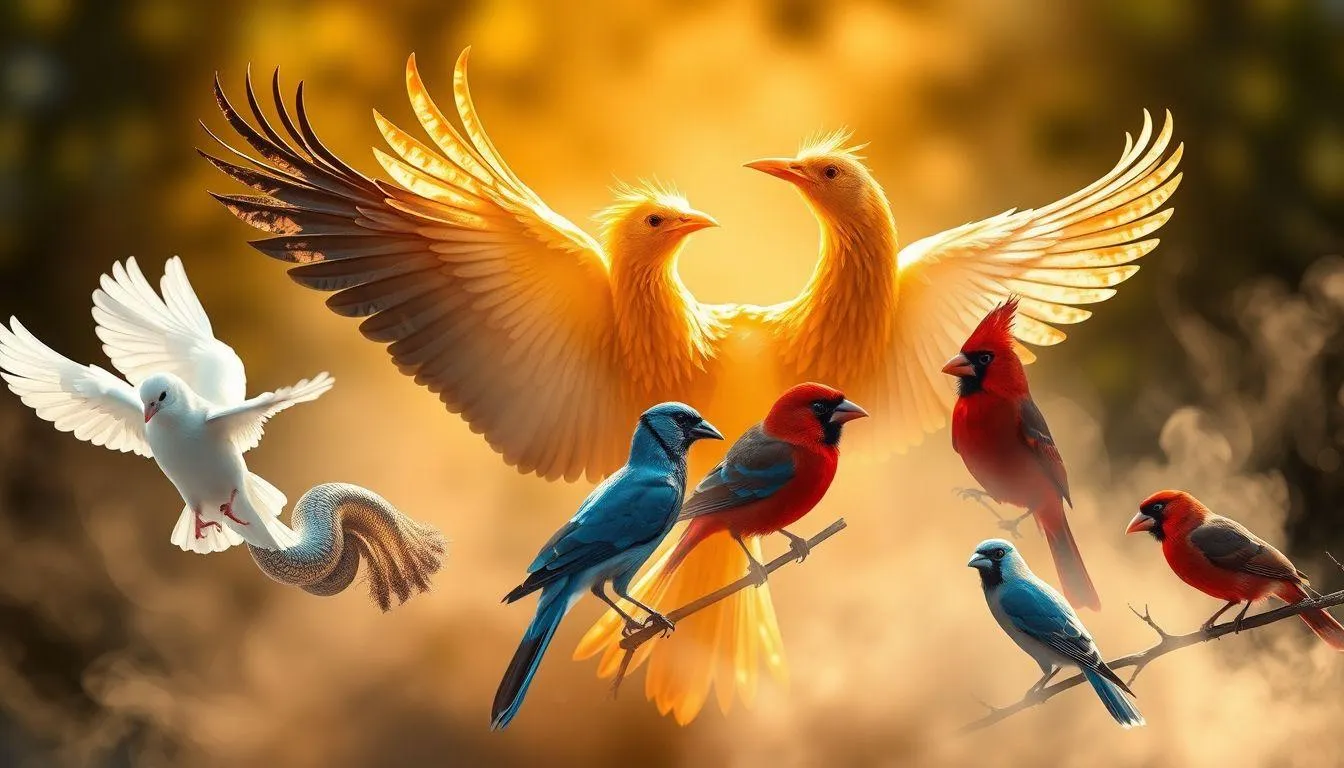 Simbolisme Warna dan Jenis Burung dalam Transformasi (c) Ilustrasi AI