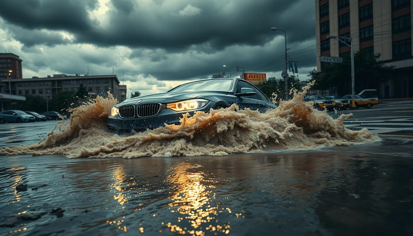 Pengertian dan Makna Dasar Mimpi Melihat Mobil Terbawa Banjir (c) Ilustrasi AI