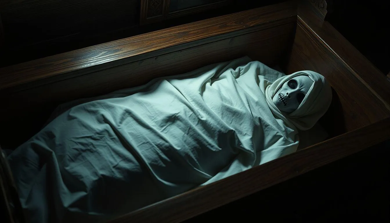 Pengertian dan Makna Dasar Mimpi Pocong dalam Keranda (c) Ilustrasi AI