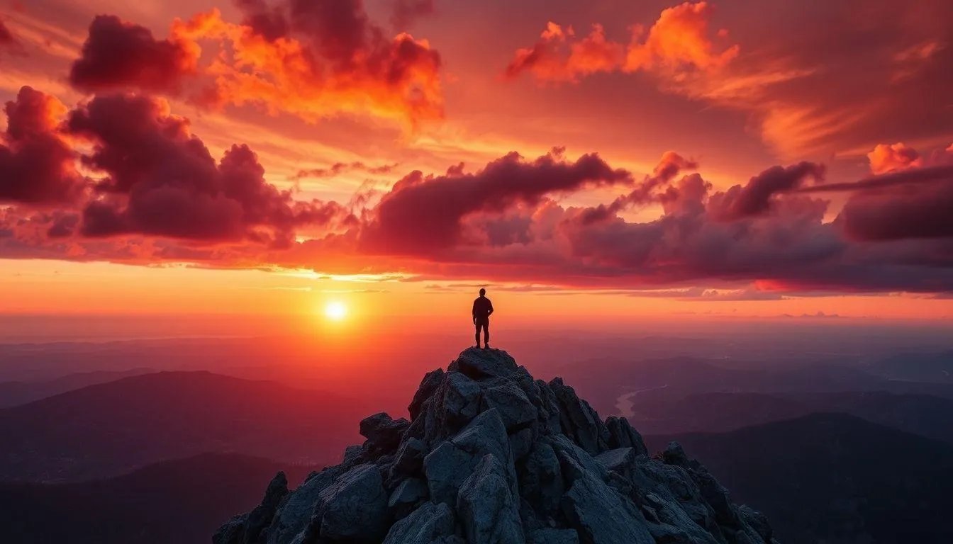 Pengertian dan Makna Dasar Mimpi Sunset di Gunung (c) Ilustrasi AI