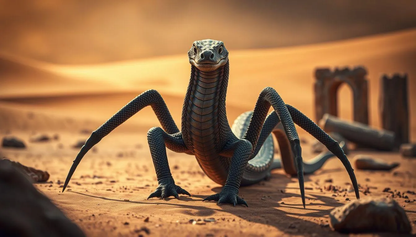 Pengertian dan Makna Dasar Mimpi Ular Berkaki (c) Ilustrasi AI