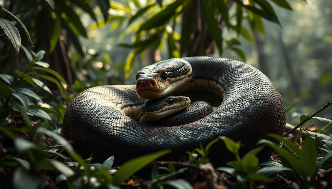 Pengertian dan Konsep Dasar Mimpi Ular Besar Makan Ular Kecil (c) Ilustrasi AI