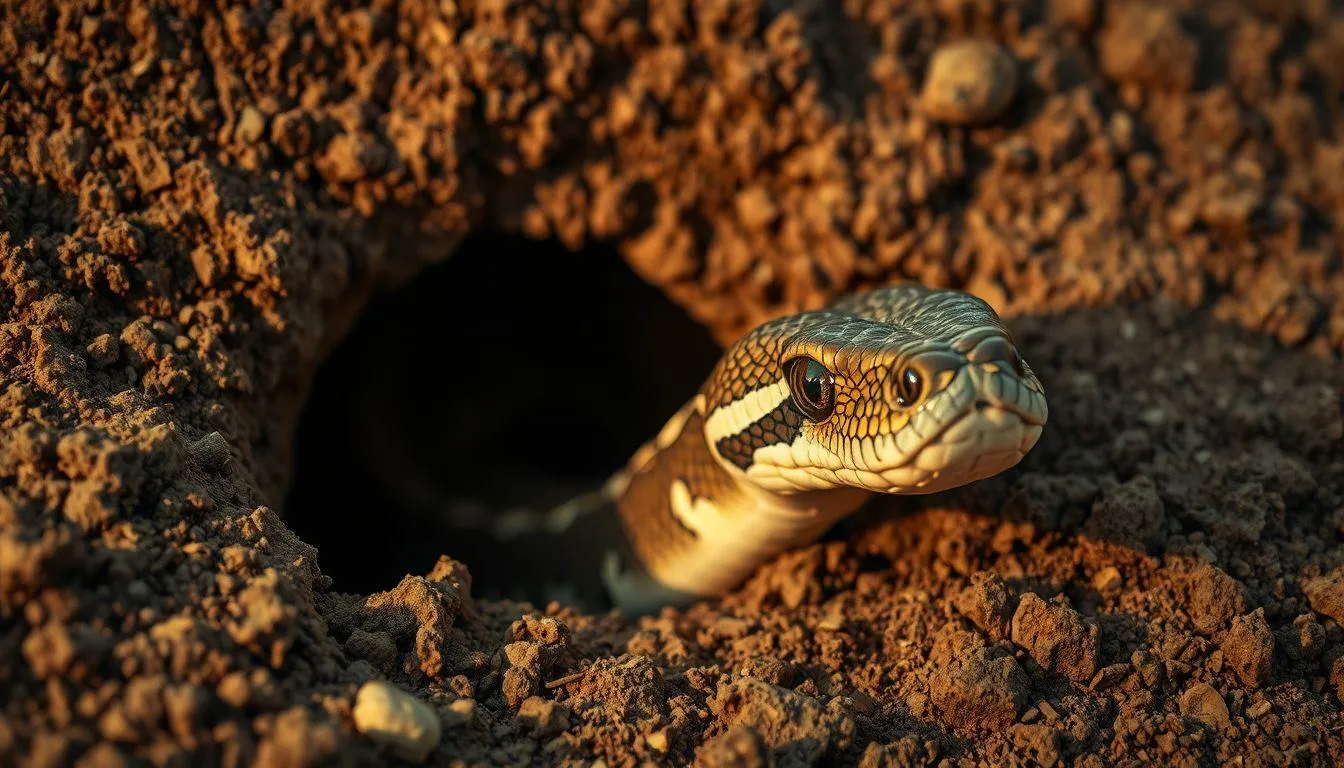 Pengertian dan Makna Dasar Mimpi Ular Besar Masuk Lubang Tanah (c) Ilustrasi AI