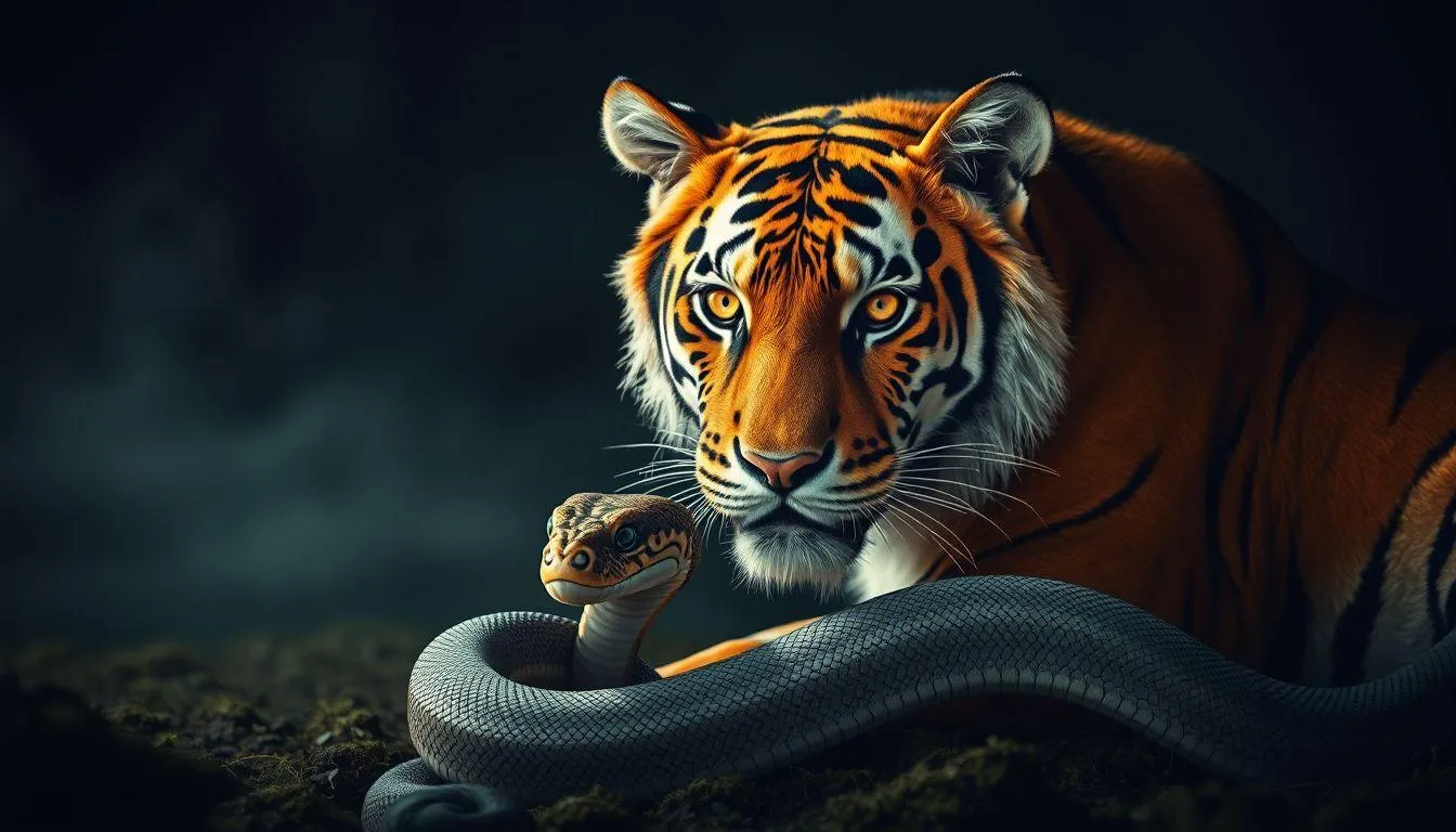 Kombinasi Mimpi Ular dan Harimau (c) Ilustrasi AI