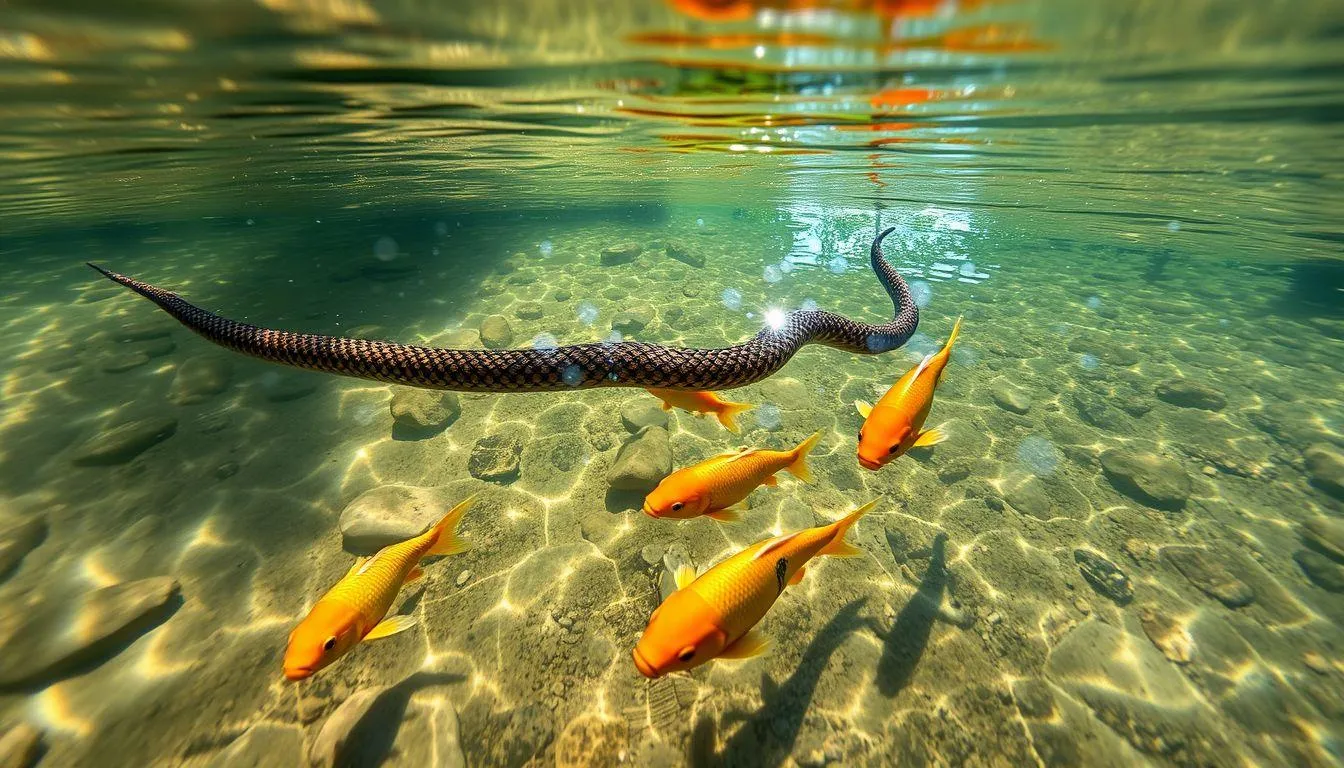 Tafsir Mimpi Ular dan Ikan di Air dalam Primbon Jawa (c) Ilustrasi AI