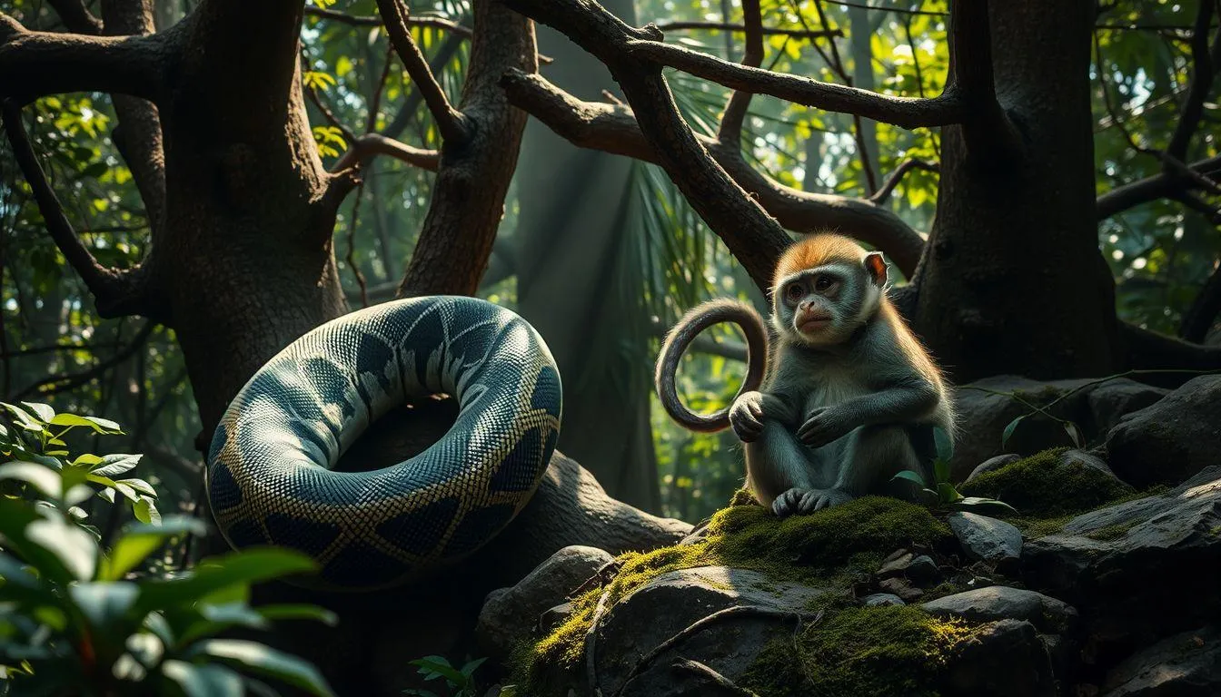 Pengertian dan Simbolisme Dasar Mimpi Ular dan Monyet (c) Ilustrasi AI