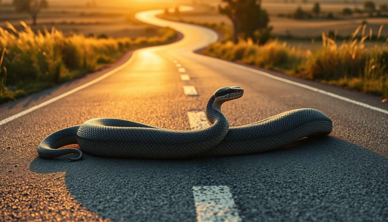 Pengertian dan Makna Dasar Mimpi Melihat Ular di Jalan (c) Ilustrasi AI