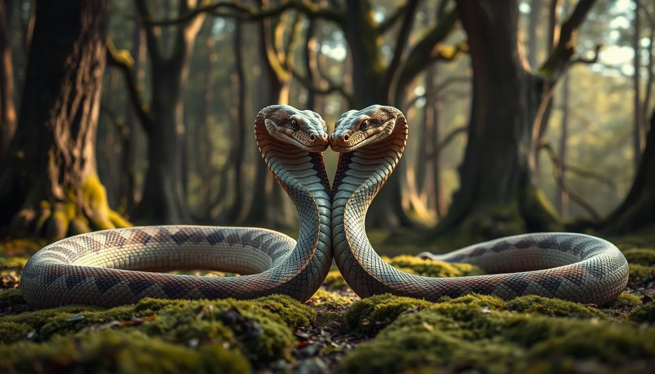 Pengertian dan Makna Dasar Mimpi Melihat Ular Kembar (c) Ilustrasi AI