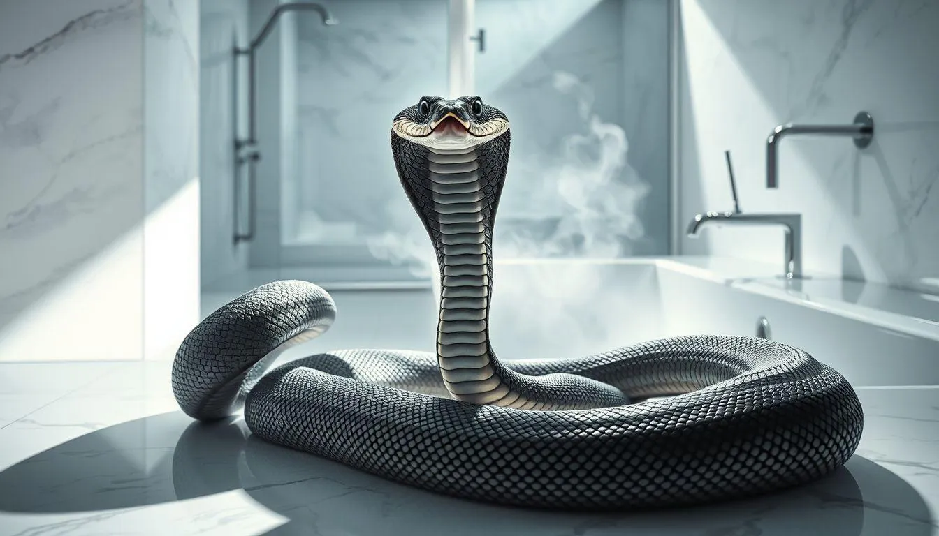 Pengertian dan Makna Umum Mimpi Ular Kobra di Kamar Mandi (c) Ilustrasi AI