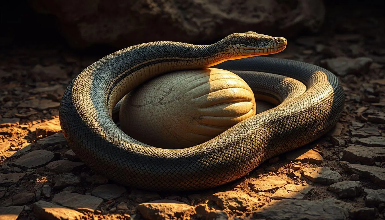 Pengertian dan Makna Dasar Mimpi Ular Perutnya Besar (c) Ilustrasi AI