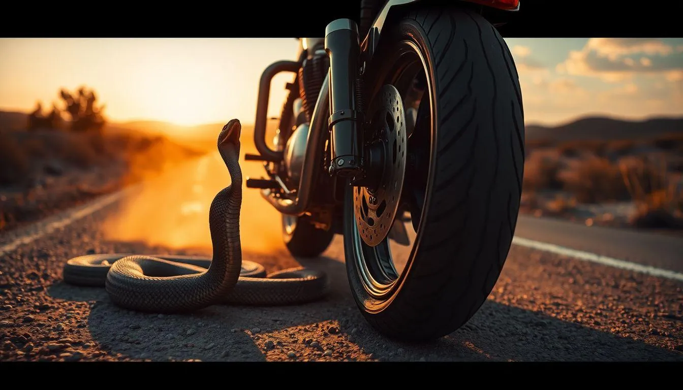 Pengertian dan Makna Dasar Mimpi Melindas Ular dengan Motor (c) Ilustrasi AI