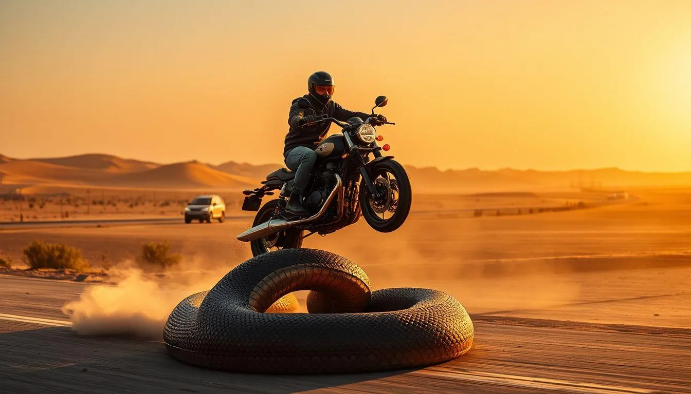 Interpretasi Mimpi Melindas Ular dengan Motor dalam Islam (c) Ilustrasi AI