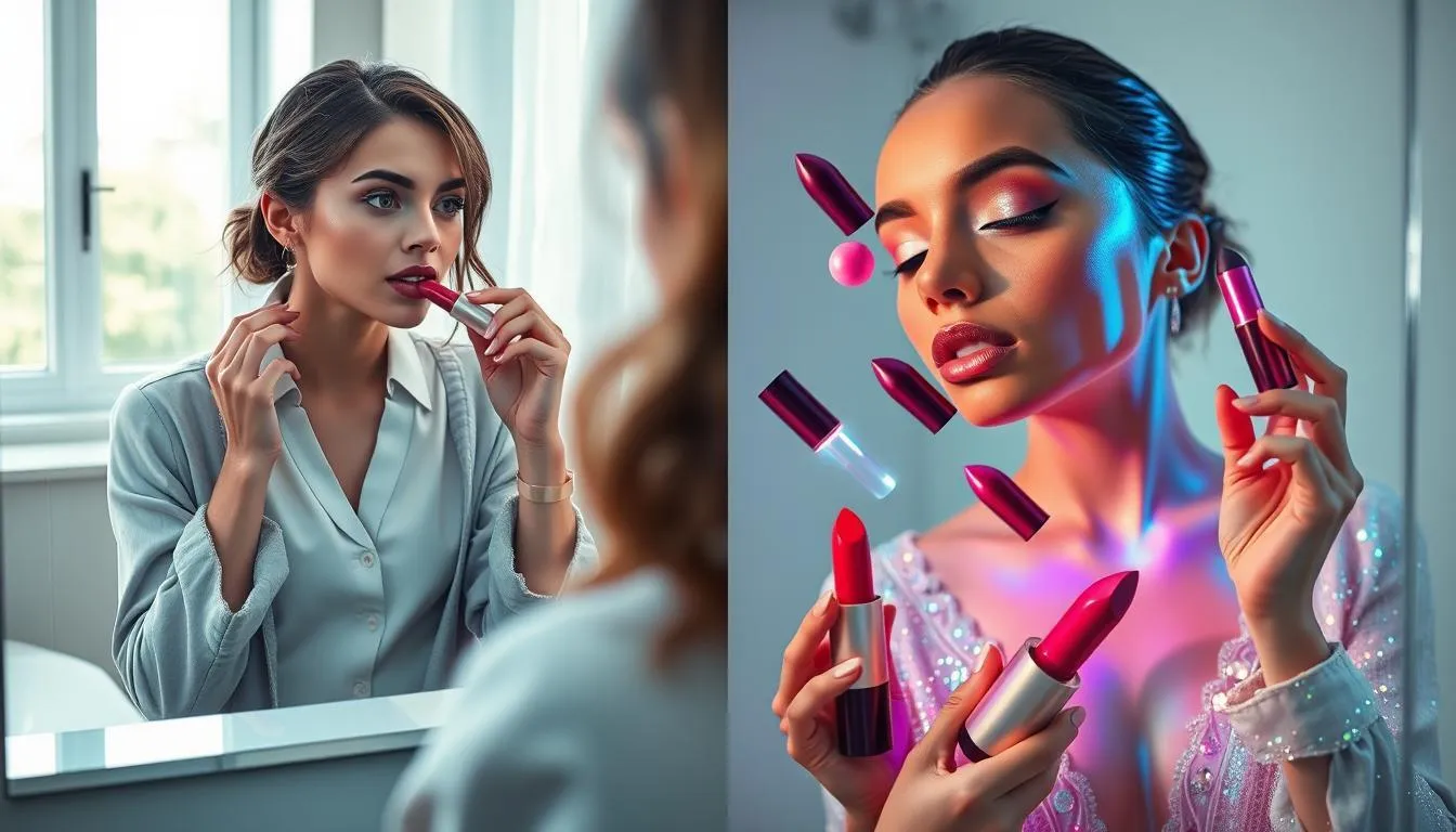 Perbedaan Mimpi Memakai Lipstik di Depan Cermin dan Realitas (c) Ilustrasi AI