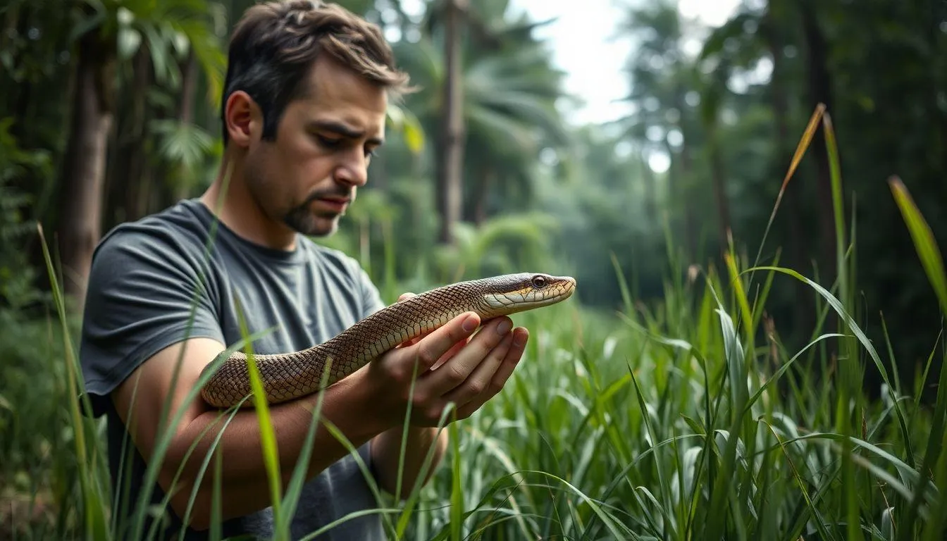 Pengertian dan Makna Dasar Mimpi Membuang Ular (c) Ilustrasi AI
