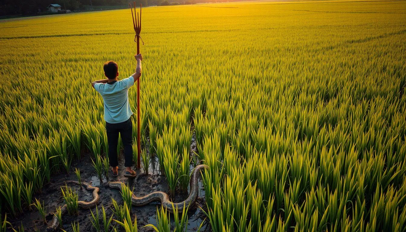 Tafsir Mimpi Membunuh Ular Sawah Menurut Islam (c) Ilustrasi AI