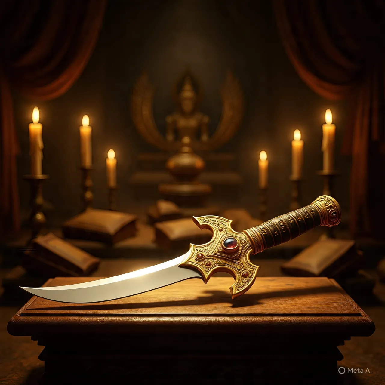 ilustrasi keris emas