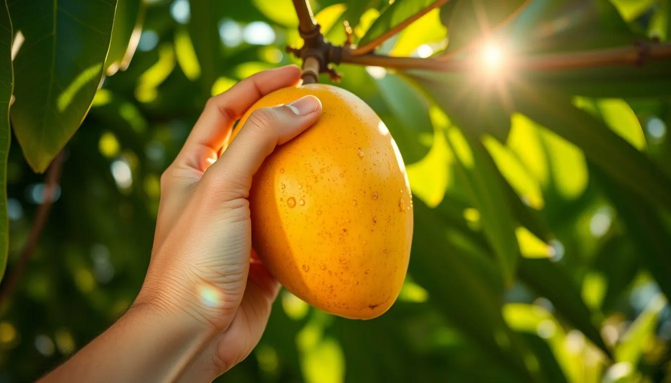 Buah mangga berwarna oranye (c) Ilustrasi AI