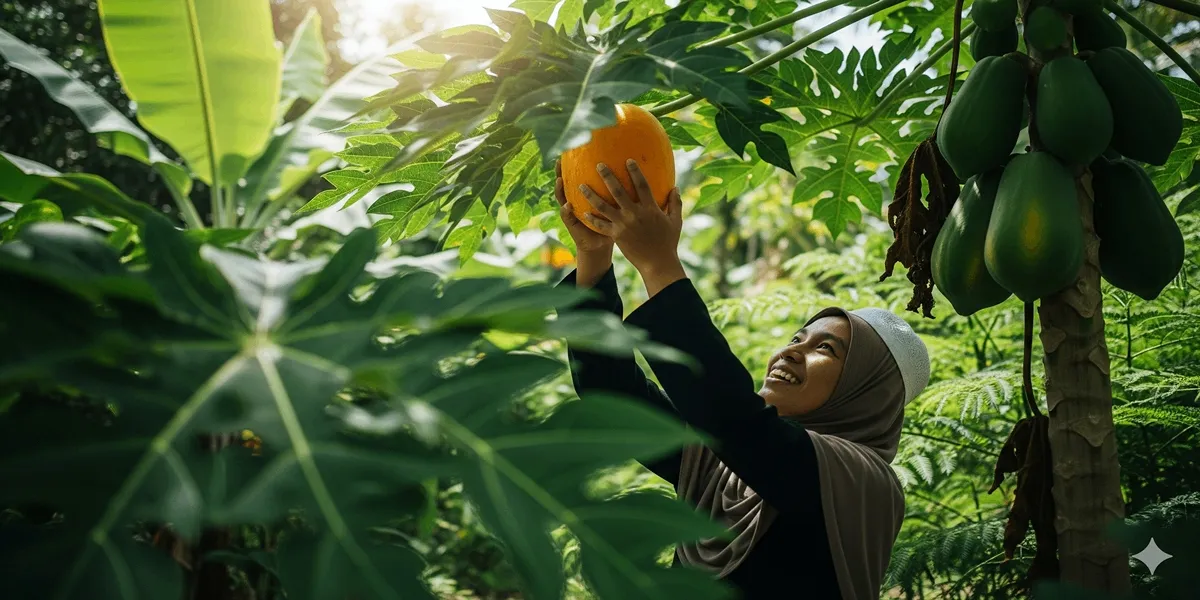 Tafsir Mimpi Memetik Buah Pepaya Menurut Islam (c) Ilustrasi AI