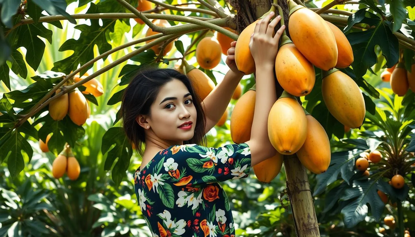 Pengertian Mimpi Memetik Buah Pepaya (c) Ilustrasi AI