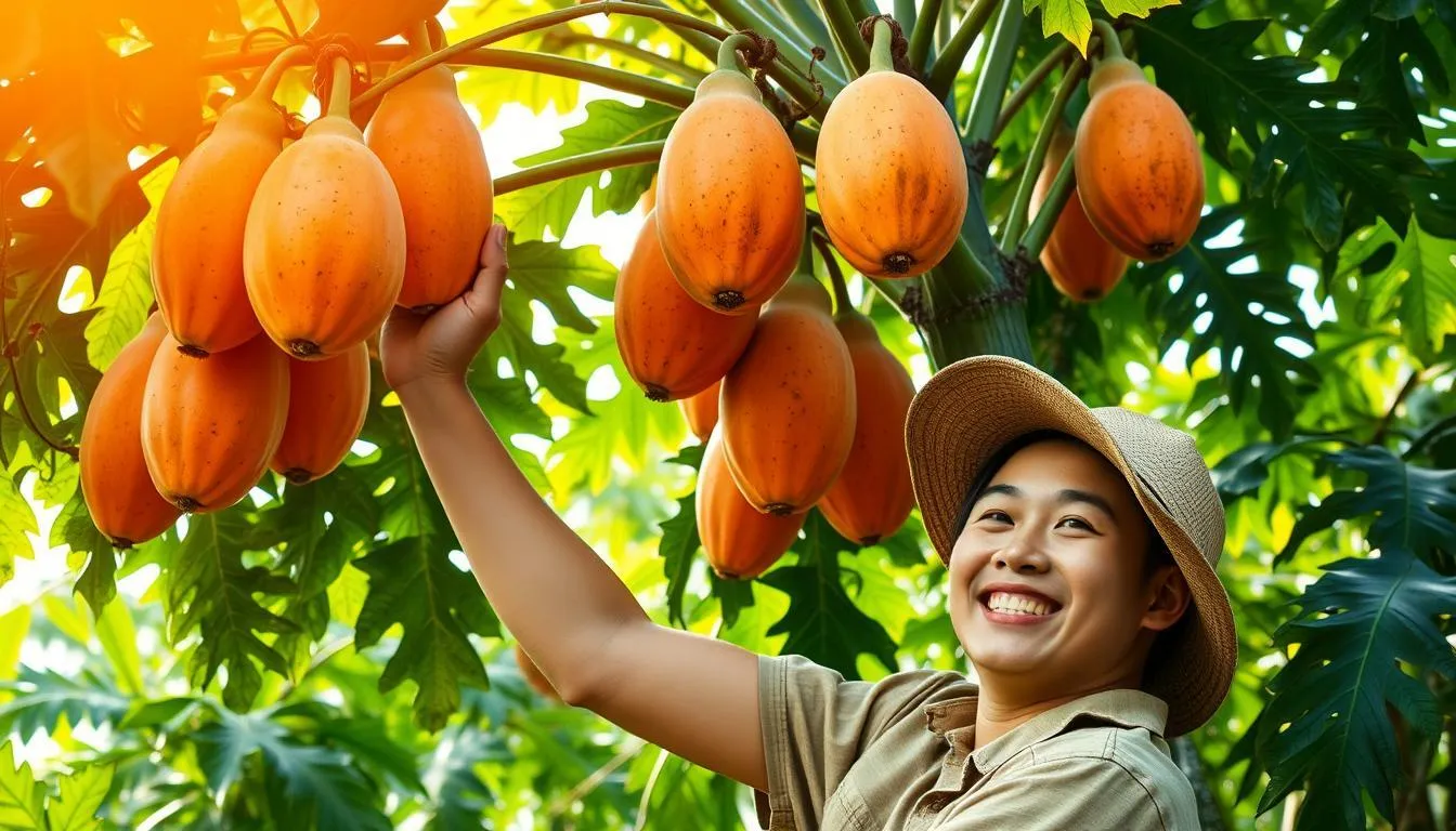 Variasi Mimpi Memetik Buah Pepaya dan Maknanya (c) Ilustrasi AI