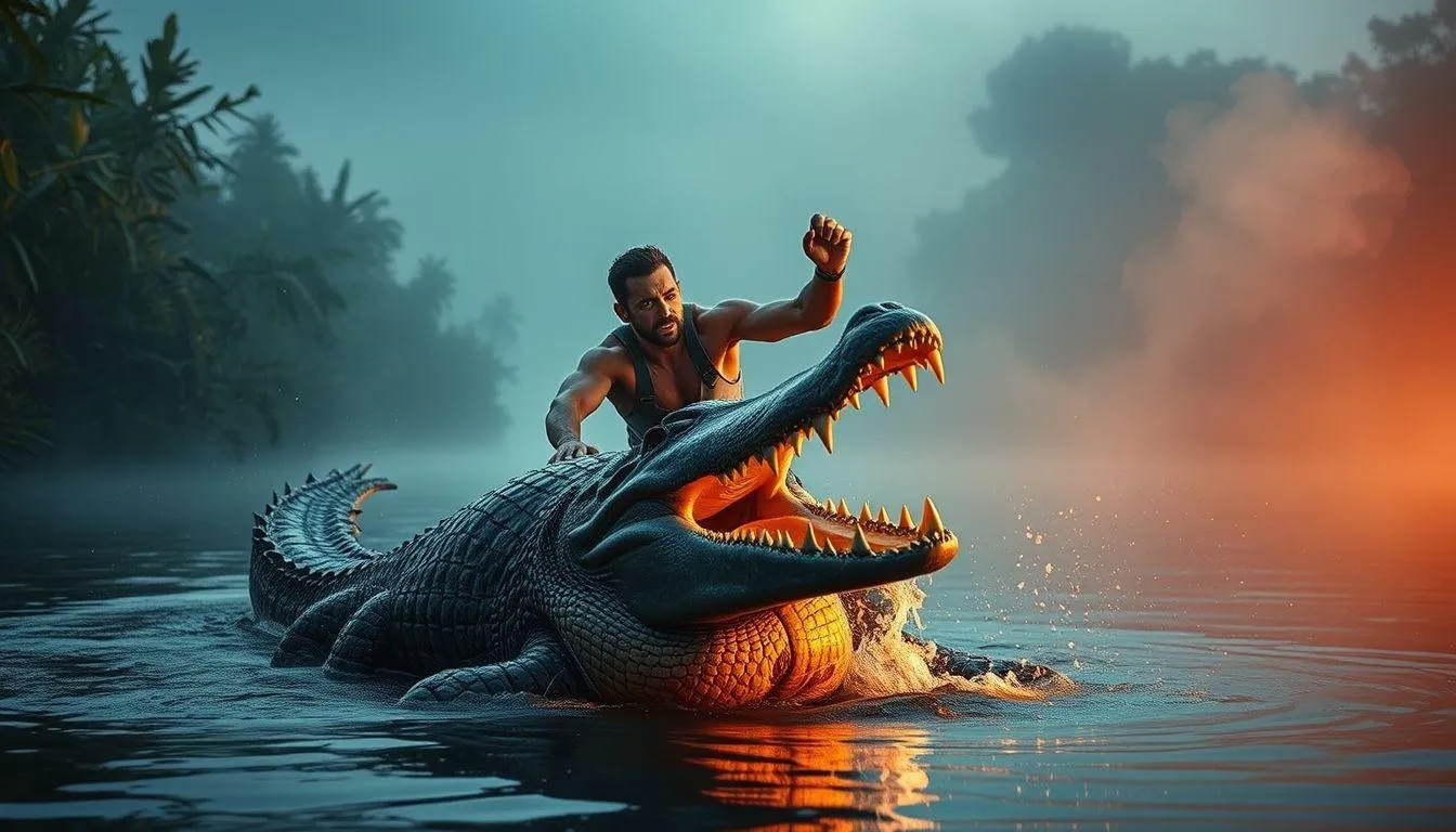 Pengertian dan Makna Dasar Mimpi Menangkap Buaya (c) Ilustrasi AI