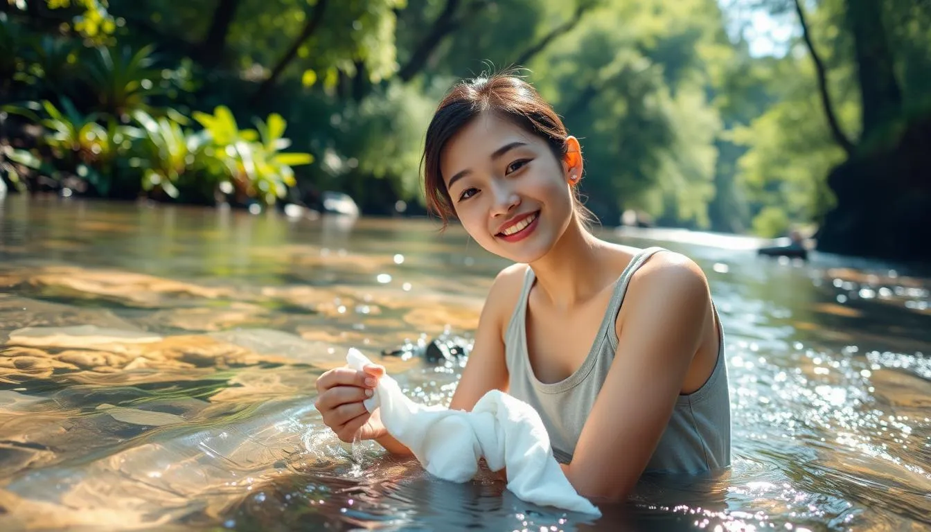 Definisi dan Makna Umum Mimpi Mencuci Baju di Air Jernih (c) Ilustrasi AI