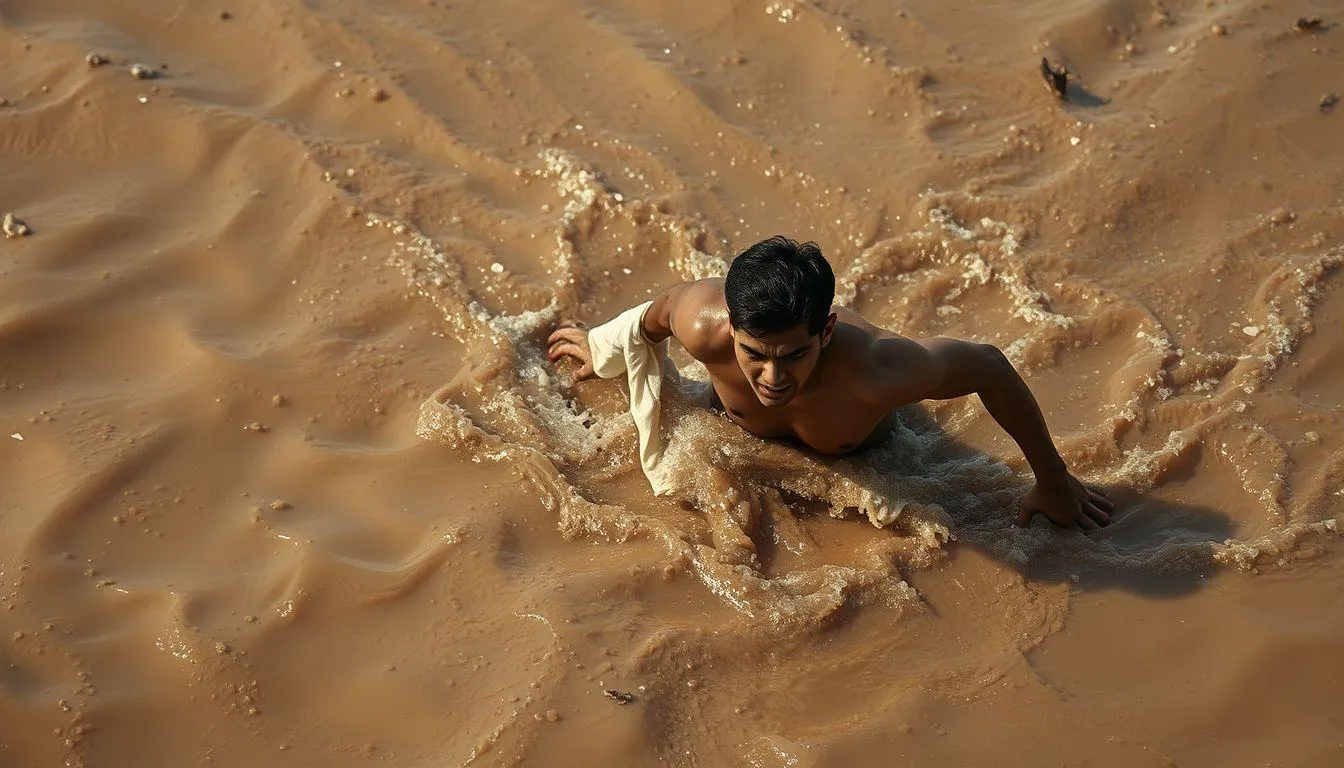 Pengertian Mimpi Menerjang Banjir Air Keruh (c) Ilustrasi AI