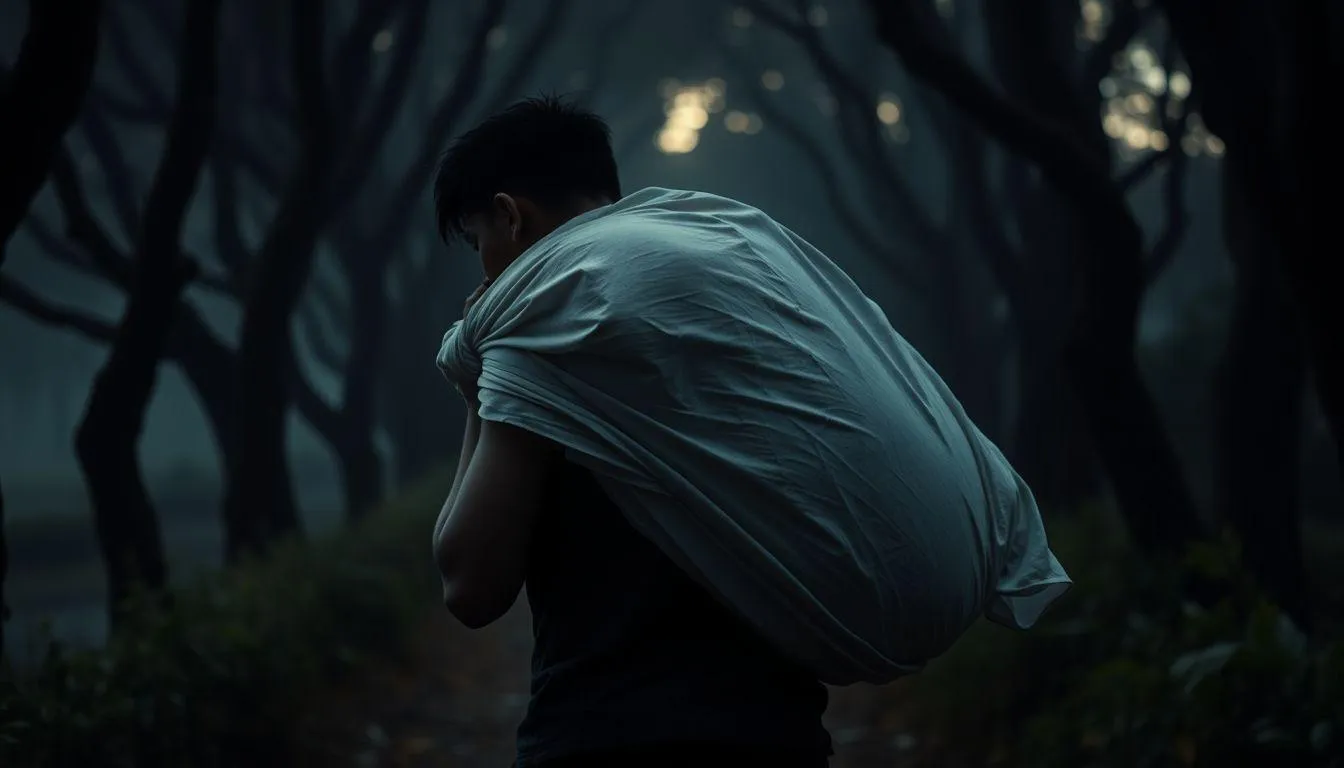 Variasi Mimpi Menggendong Pocong dan Artinya (c) Ilustrasi AI