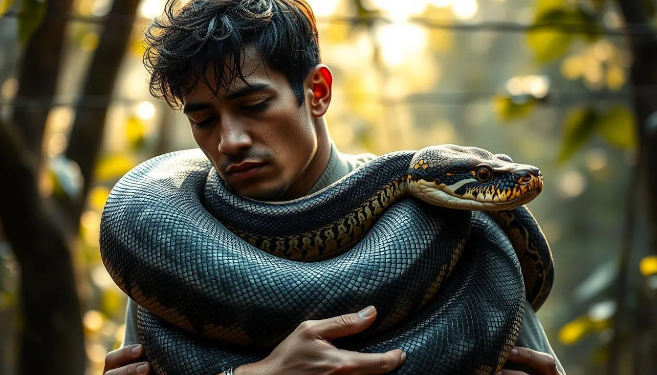 Pengertian dan Makna Dasar Mimpi Menggendong Ular Besar (c) Ilustrasi AI