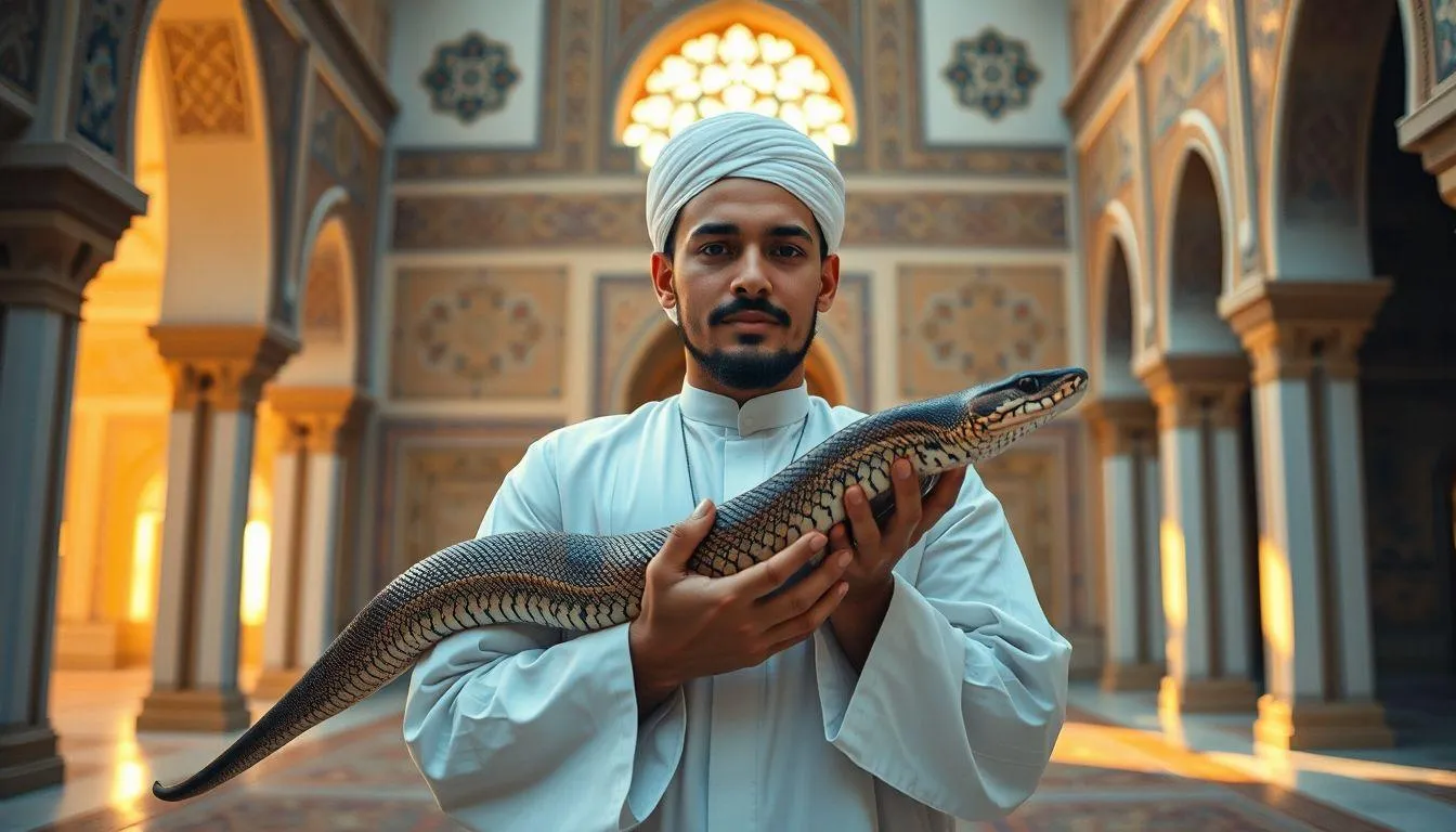 Tafsir Mimpi Menggendong Ular Besar Menurut Islam (c) Ilustrasi AI