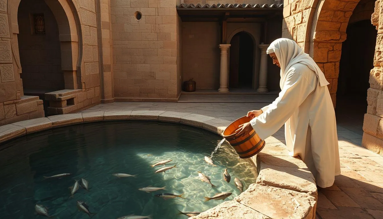 Tafsir Mimpi Menimba Air di Sumur Dapat Ikan Menurut Islam (c) Ilustrasi AI