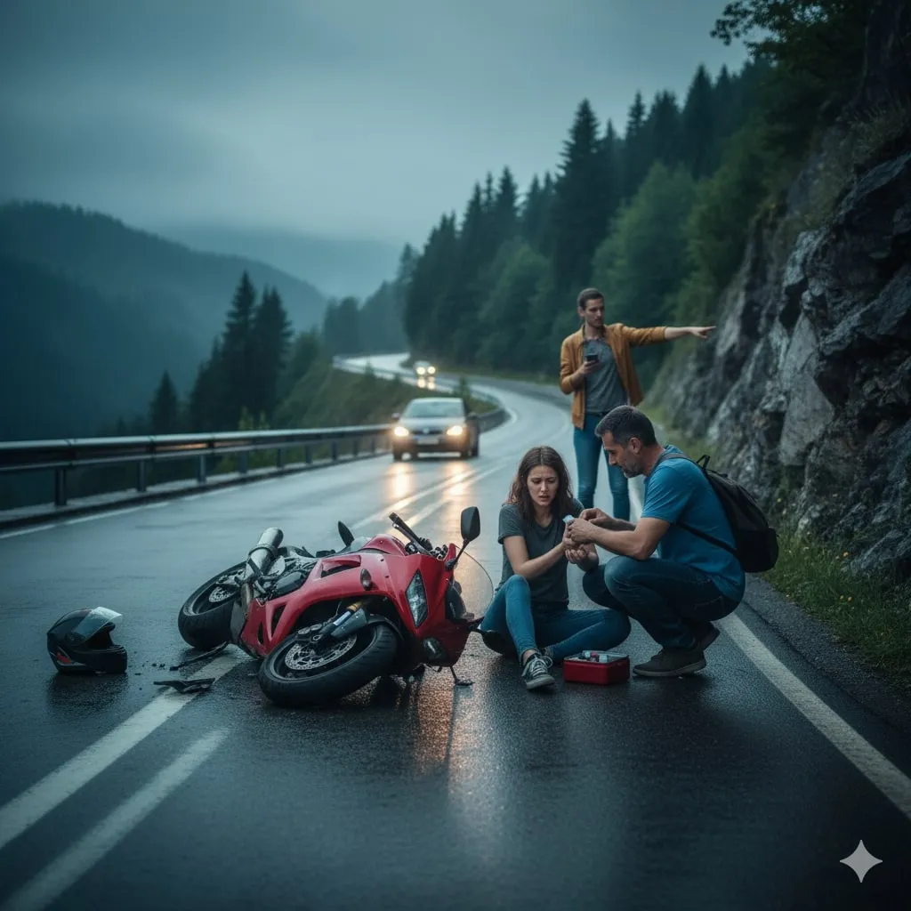 Pengertian dan Makna Umum Mimpi Menolong Orang Kecelakaan Motor (c) Ilustrasi AI