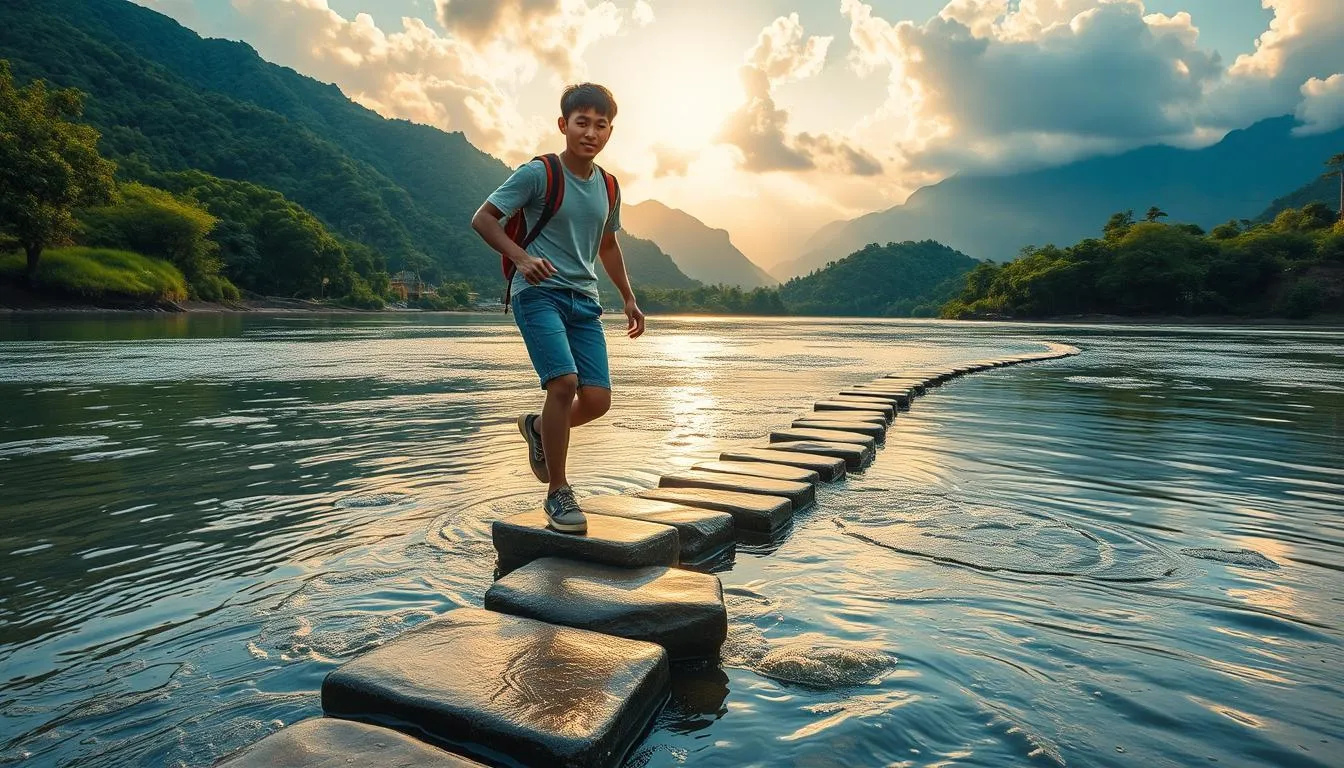 Interpretasi Umum Mimpi Menyeberangi Sungai (credit:Image by AI)
