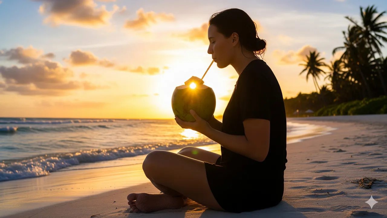 Cara Menyikapi Mimpi Minum Air Kelapa (c) Ilustrasi AI