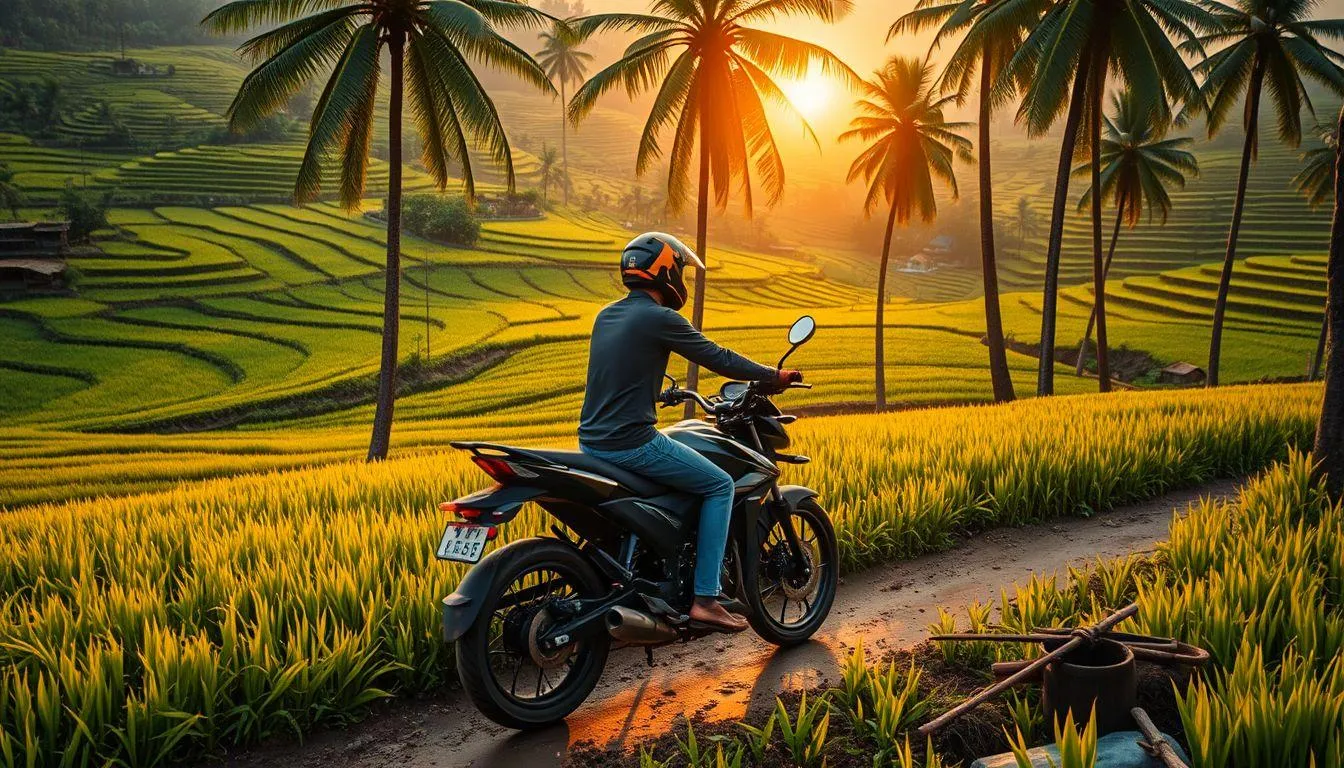 Makna Umum Mimpi Naik Motor Lewat Sawah (c) Ilustrasi AI