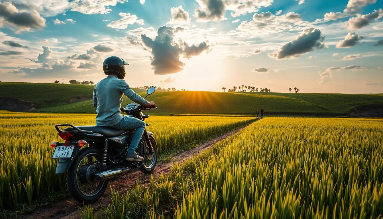 FAQ Seputar Arti Mimpi Naik Motor Lewat Sawah (c) Ilustrasi AI