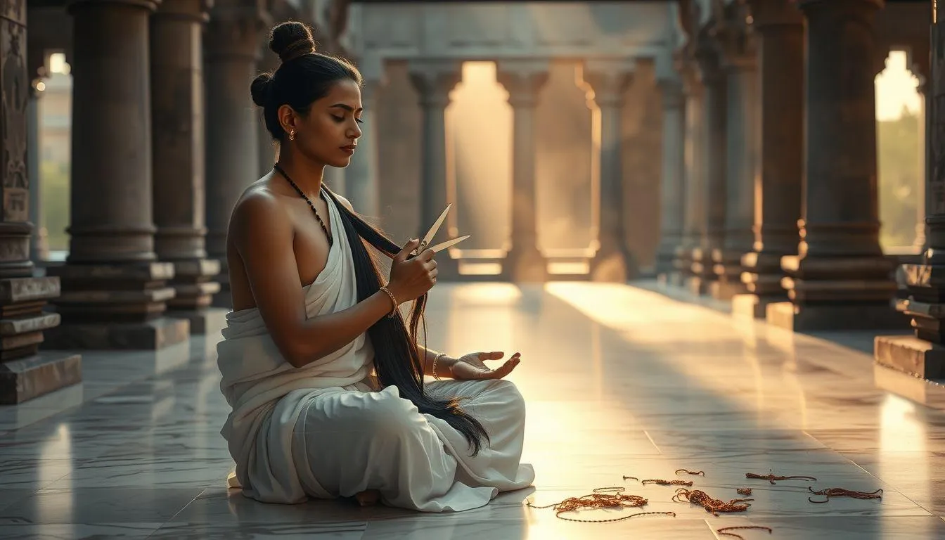 Makna Spiritual Mimpi Potong Rambut Sendiri dalam Hindu (c) Ilustrasi AI