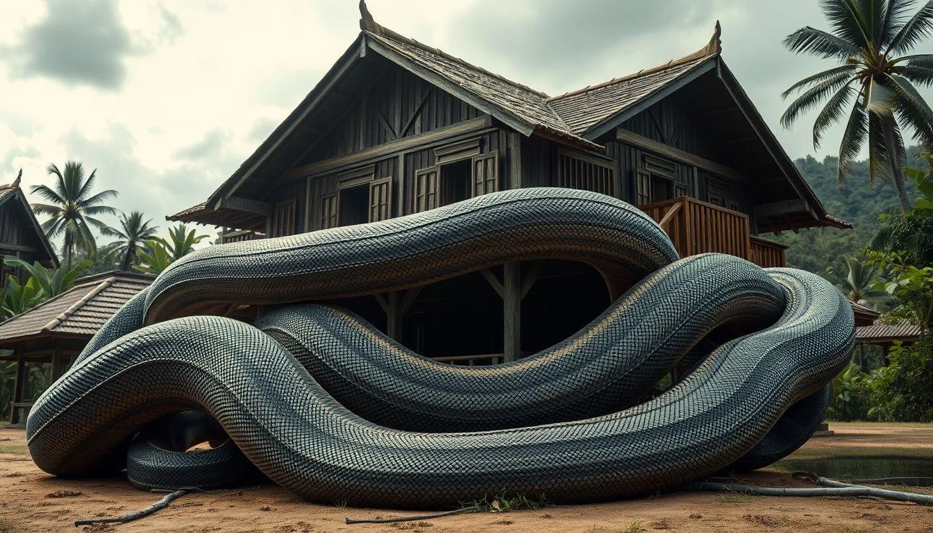 Pengertian dan Makna Dasar Mimpi Rumah Dililit Ular Besar (c) Ilustrasi AI