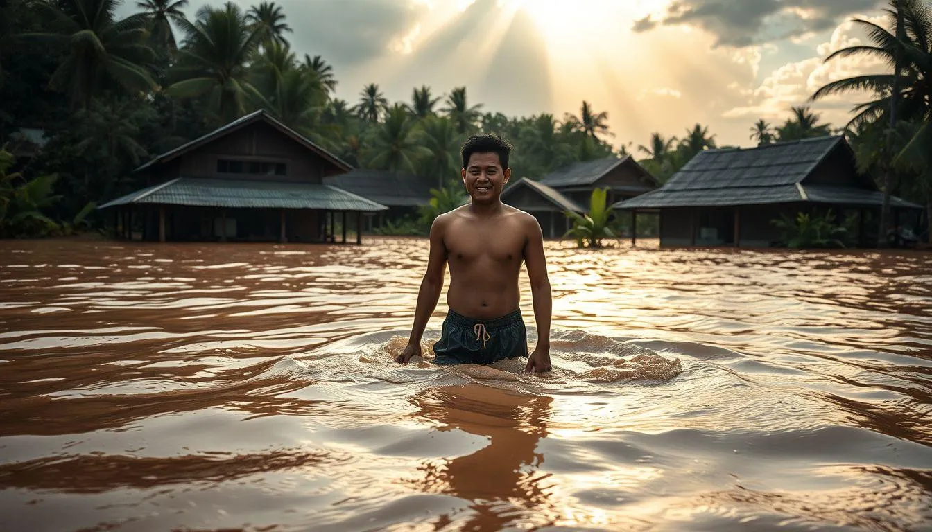 Makna Mimpi Tenggelam di Banjir Tapi Selamat dalam Primbon Jawa (c) Ilustrasi AI