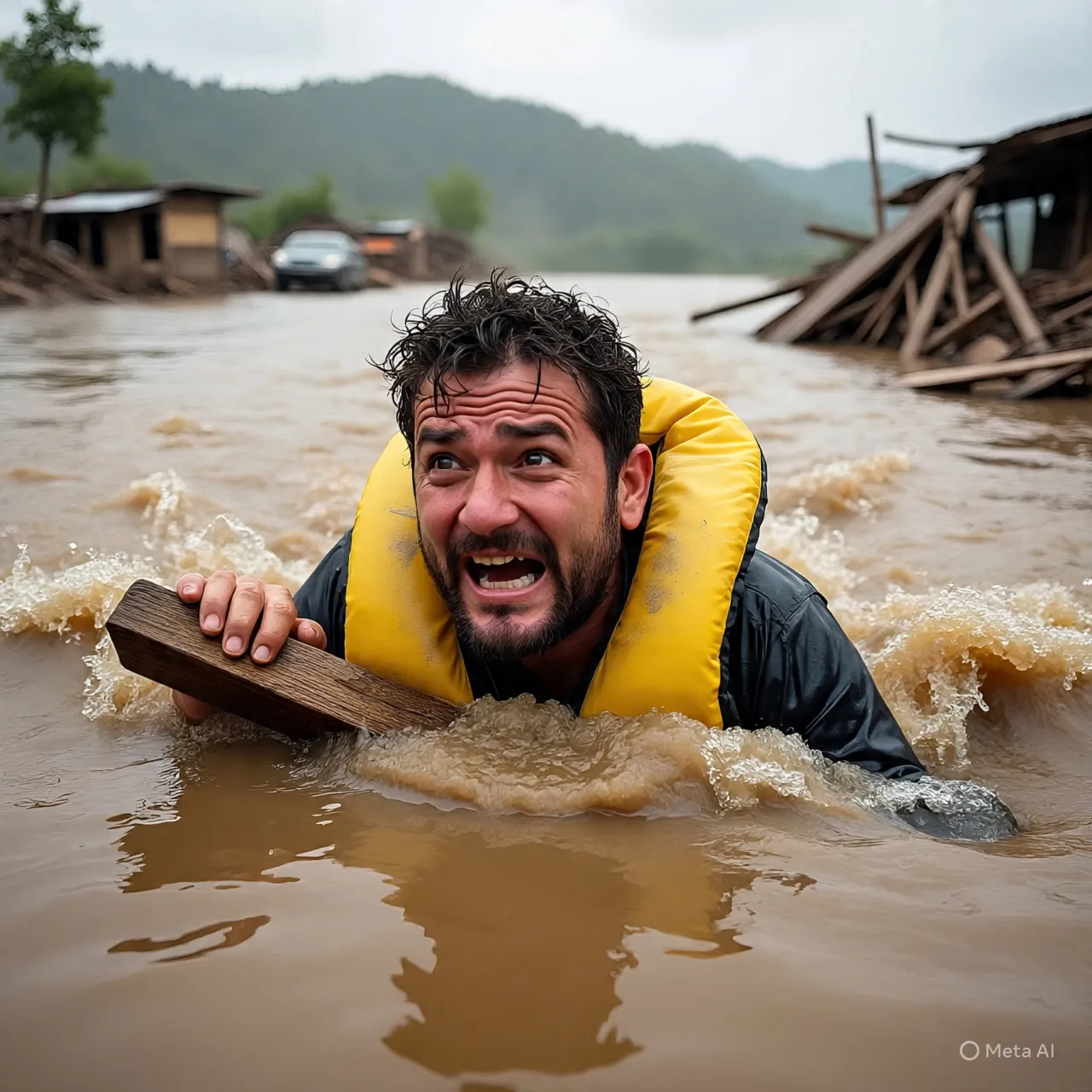 Pandangan Islam Tentang Mimpi Terbawa Arus Banjir (c) Ilustrasi AI