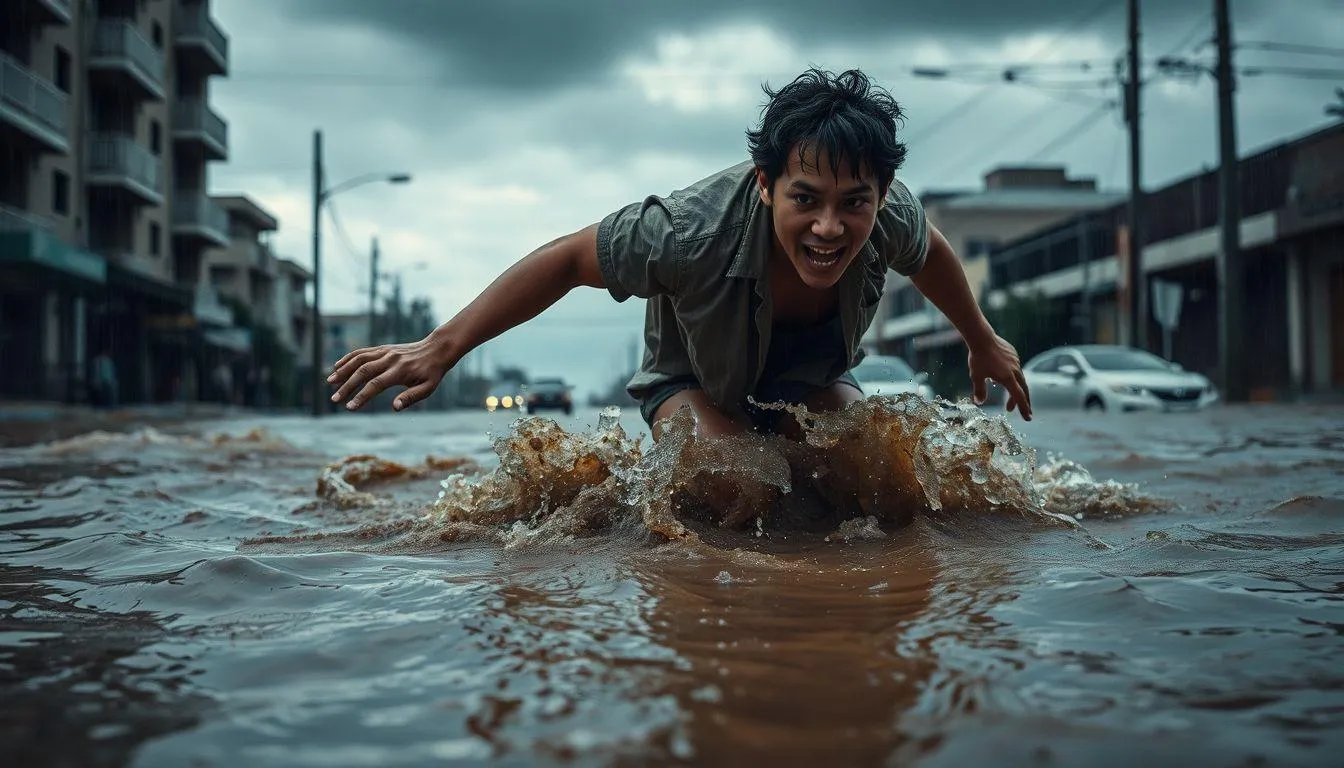 Pengertian dan Makna Umum Mimpi Terjebak Banjir (c) Ilustrasi AI