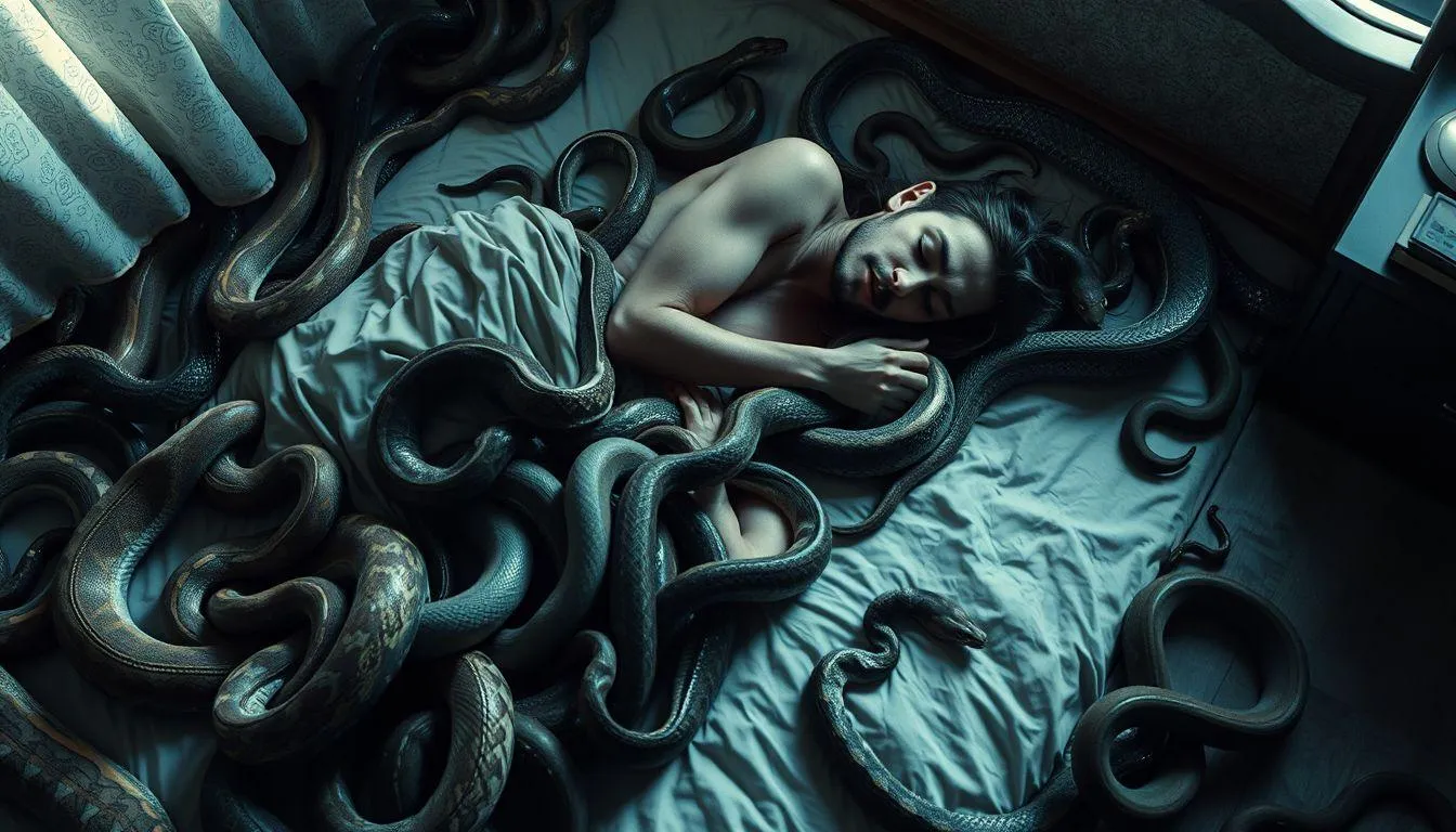 Pengertian dan Definisi Mimpi Dikelilingi Banyak Ular (c) Ilustrasi AI