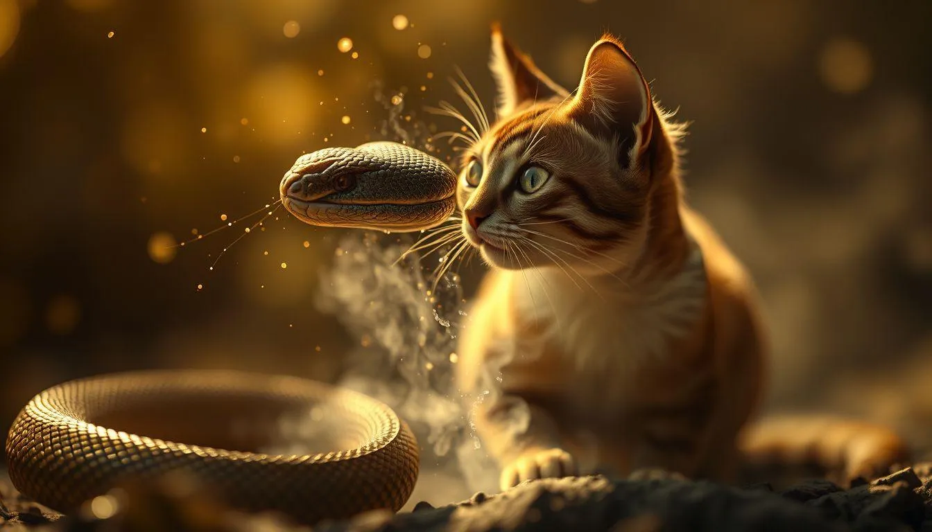 Pengertian dan Makna Dasar Mimpi Ular Berubah Jadi Kucing (c) Ilustrasi AI