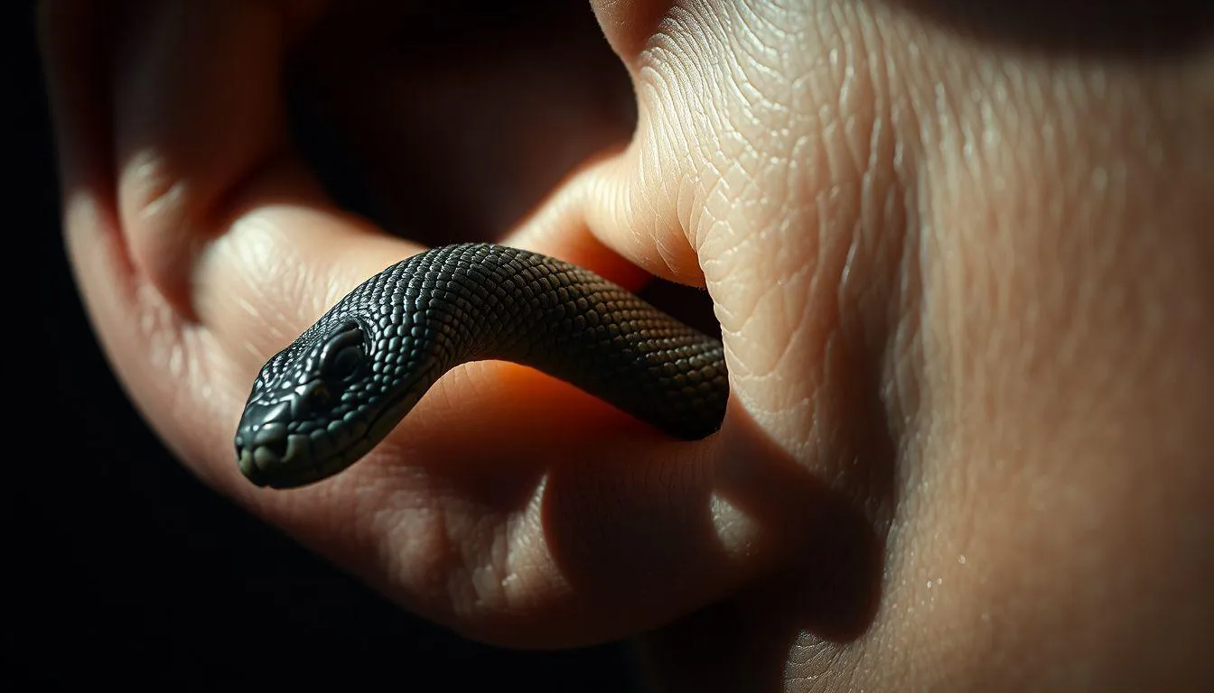 Pengertian dan Makna Dasar Mimpi Ular Keluar dari Telinga (c) Ilustrasi AI