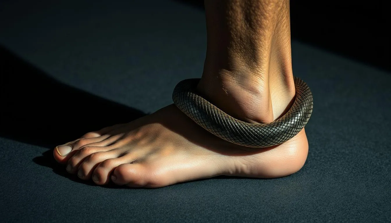 Pengertian dan Makna Dasar Mimpi Ular Menempel di Kaki (c) Ilustrasi AI