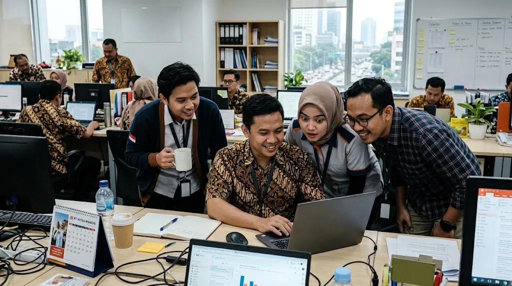 Teman kerja kepo. [AI Generated]