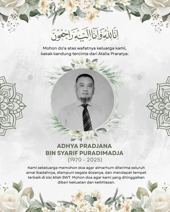 Kabar Duka Berpulangnya Kakak Atalia Praratya (credit: instagram/ataliapr)